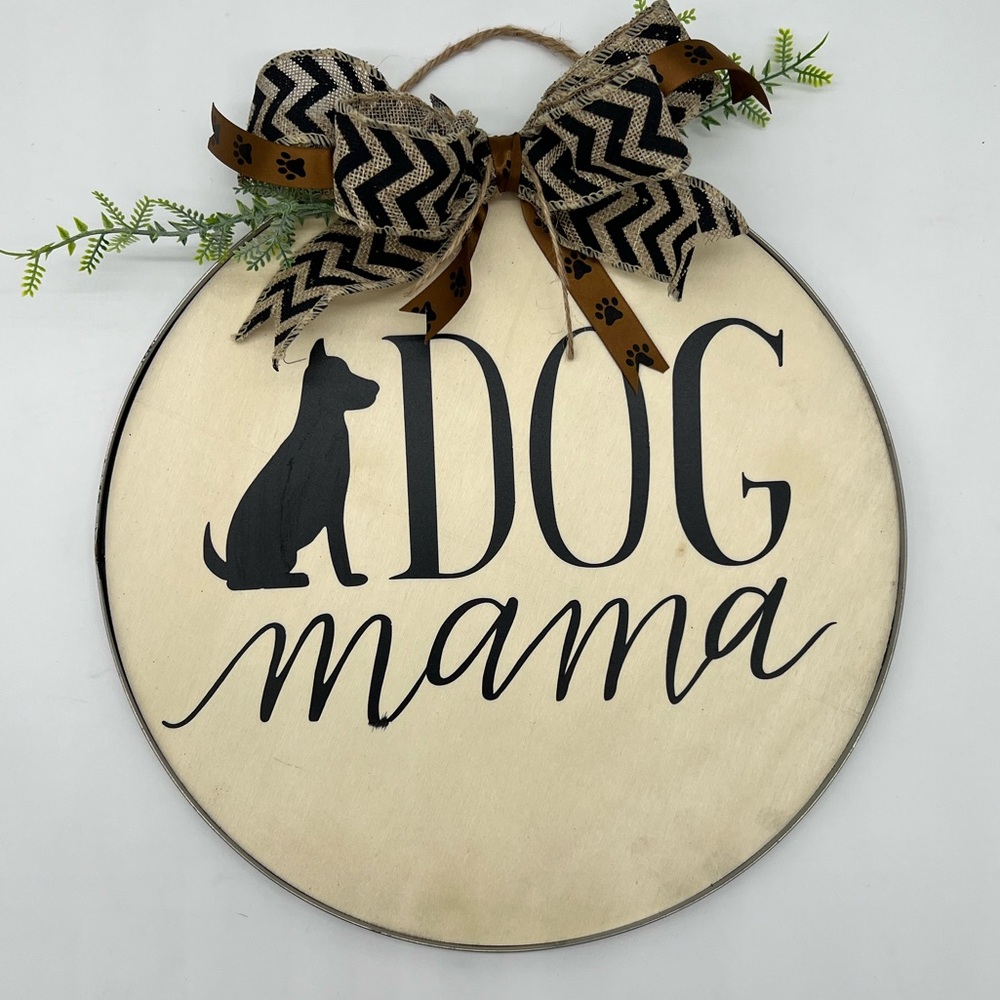 Dog Mama Wooden Door Wreath